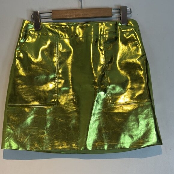 Metallic Green Mini Skirt - Picture 9 of 12